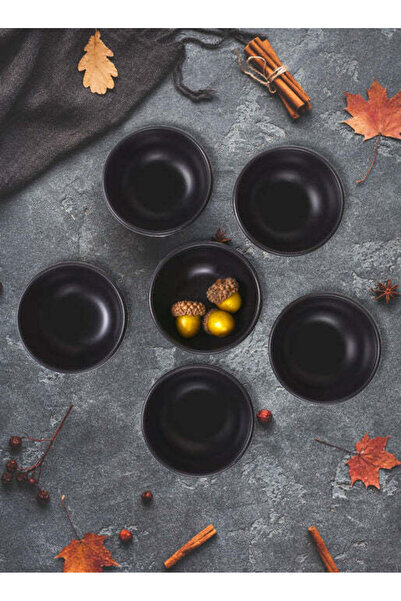 Asi Home Set of 6 Bowls, Black, 100% Ceramic -