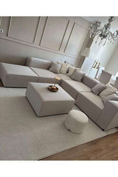 NAYAR HOME DESİGN ROLEX 6 MODUL KÖŞE TAKIMI KIRIK BEYAZ KETEN