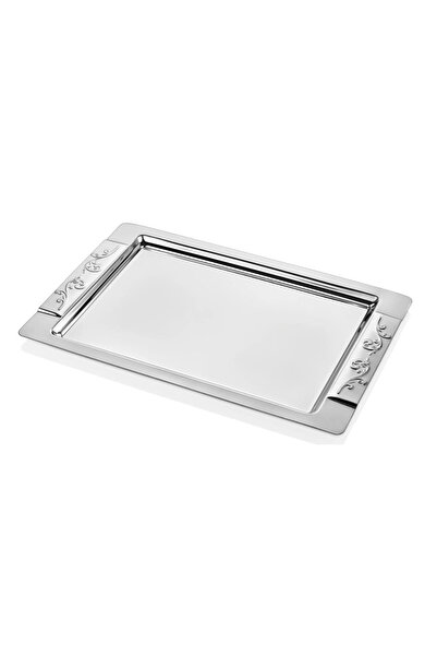 Ahinur Mutfak Steel Tea Tray Stainless Shiny Metal Tea Serving Tray