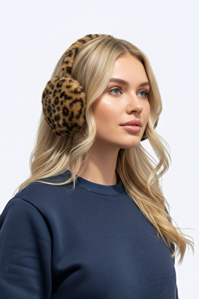 BUTİK1AVM Leopard Pattern Foldable Winter Earmuffs Unisex
