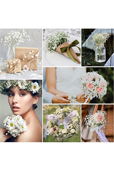 Lonimia Artificial Baby’s Breath Bouquets - Real Touch White Gypsophila (9 pcs)