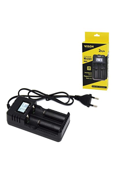 Wıson WS-2323 Pil Şarj Aleti 2Li Ekranlı 1200mah 18650-26650-16340-14500-AA-AAA