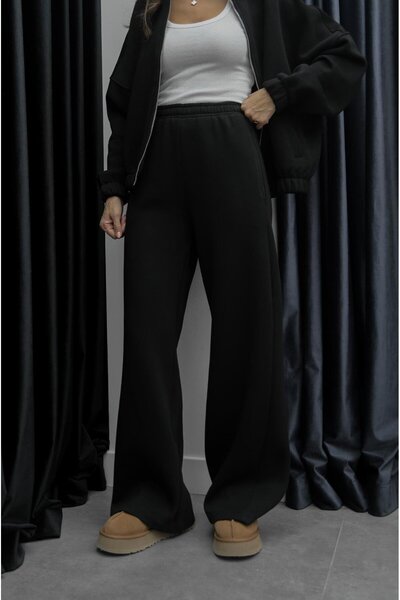 Havoş Black Fleece-Lined bomber tracksuit set