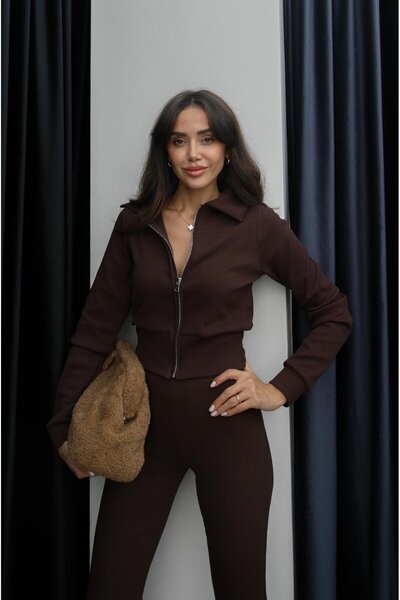 Havoş Brown Peyton Zippered Jacket Set