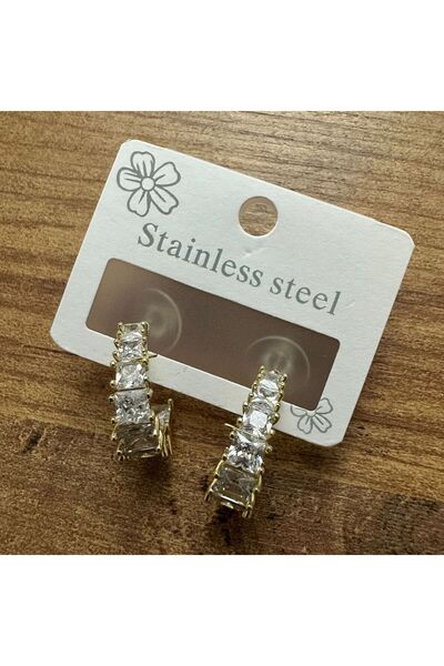 stainless steell SELORA Çelik Küpe Zirkon Taş Kararmaz