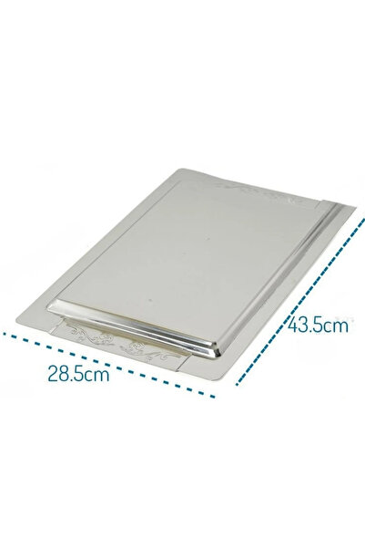 Ahinur Mutfak Steel Tea Tray Stainless Shiny Metal Tea Serving Tray