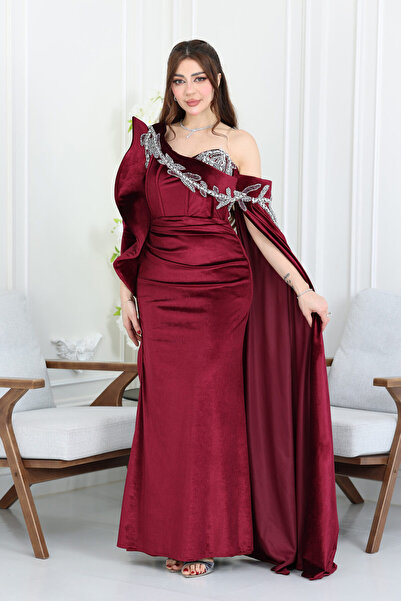 modern designer فستان سهرة مخمل فاخر