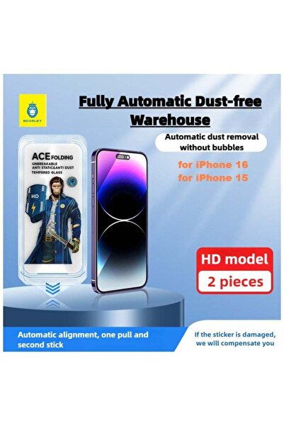 no markte واقي شاشة iPhone 15/16 - زجاج عالي الدقة مقوى 9H، سهل التركيب، عبوة...