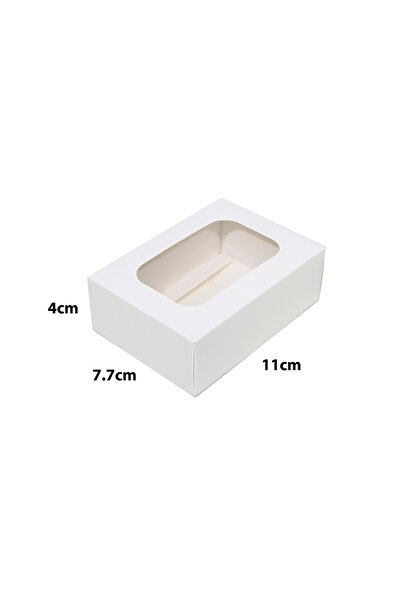 Generic 12 pieces of paper candy boxes with a window, white color, dimensions 1