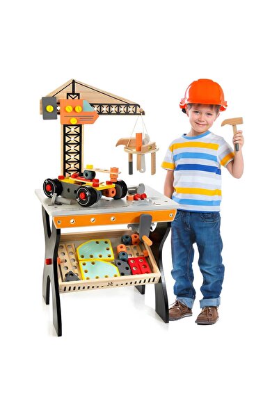 Ecotoys work bench, wood, multiple elements, multicolor KID003877