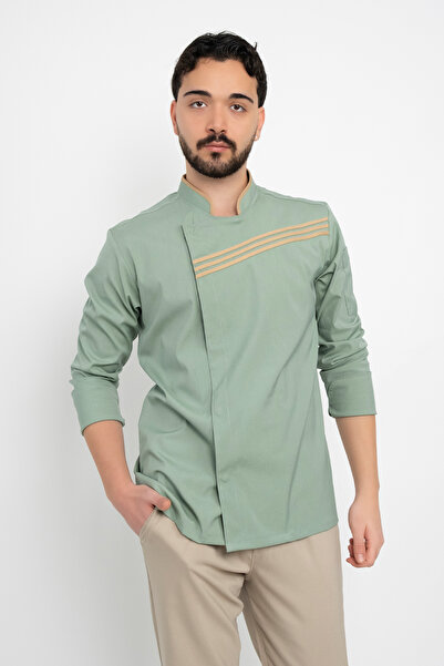 DAŞ ÜNİFORMA Çağla Ve Bej Garnili Şef Ceket Aşçı Uniforma (Chef Ceket) Person...