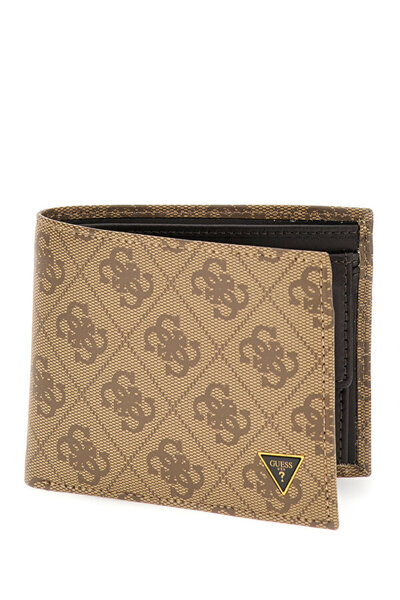 Guess Madrid Men's Beige/Brown Leather Wallet Smmalllea27-Bbo