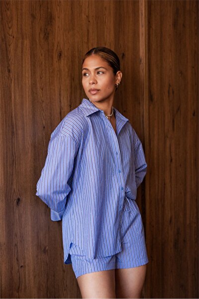 ONLY Onloregon Alva Ls Rhinest Shirt Noos Wvn Women's Blue Shirt - 15348536