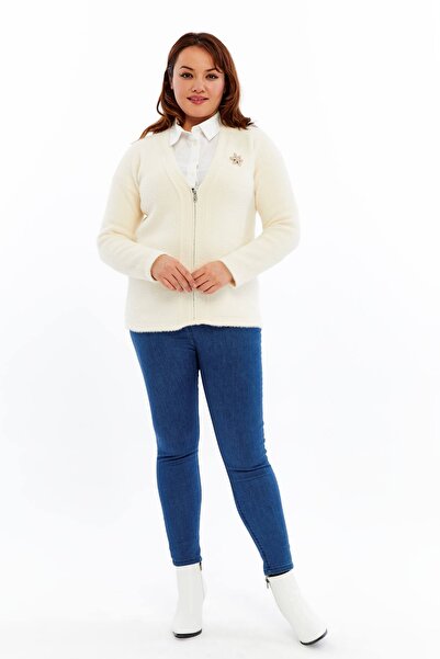 Laden Knitwear Women's Bearded Rope Brooch Thick Coat Winter Mother Cardigan