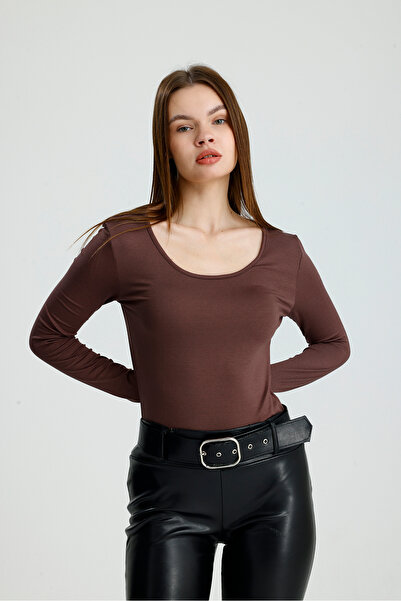 let s shine Wide Neckline Long Sleeve Bodysuit