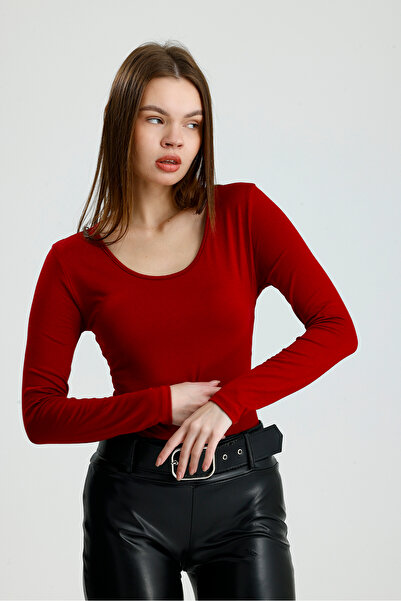 let s shine Wide Neckline Long Sleeve Bodysuit