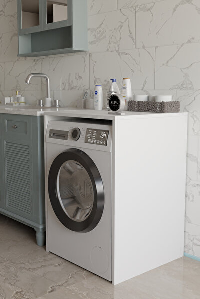 alpaevmobilya Modern Çamaşır Makinesi Kaplama Dolabı Tezgah Koruyucu Çok Amaç...