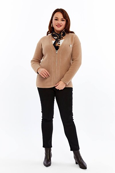 Laden Knitwear Women's Bearded Rope Brooch Thick Coat Winter Mother Cardigan