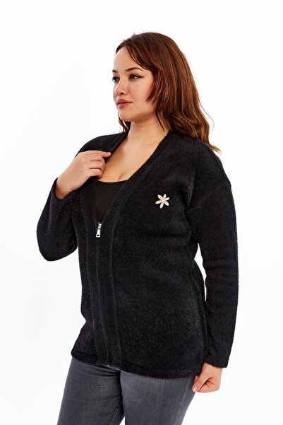 Laden Knitwear Women's Bearded Rope Brooch Thick Coat Winter Mother Cardigan