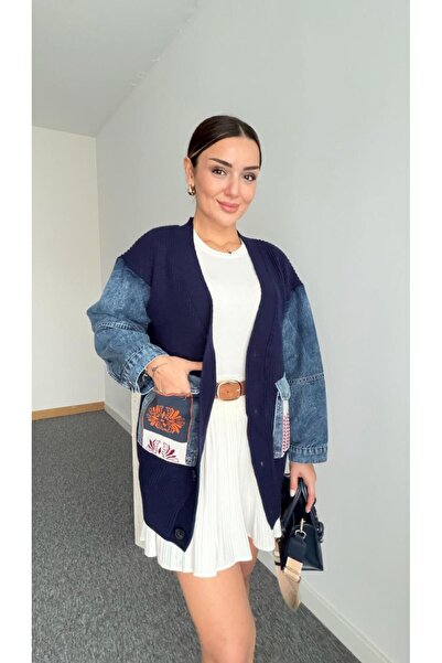 ALVOR Denim Paneled Pocket Detailed Cardigan