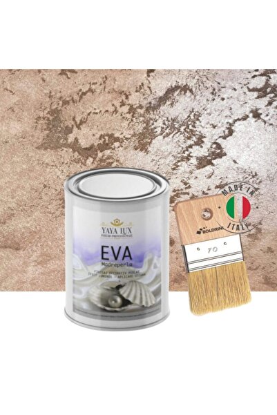 YaYa Color Luxury Decorative Paint Set, Eva Madreperla, Dark Brown, 0.5 Liters and 70 mm Brush