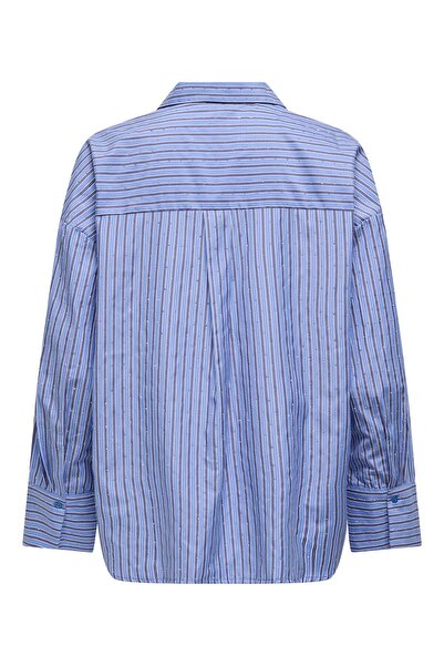 ONLY Onloregon Alva Ls Rhinest Shirt Noos Wvn Women's Blue Shirt - 15348536