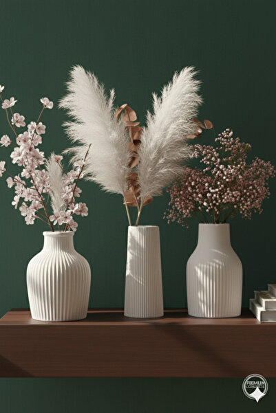 muffag 10 cm - Set of 3 Minimal Handmade Plaster Vases - May Have Air Bubbles and Minor Imperfections