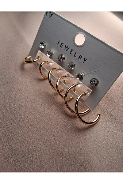 TwinRoots Non-Tarnish Steel Gold Color Set Earrings