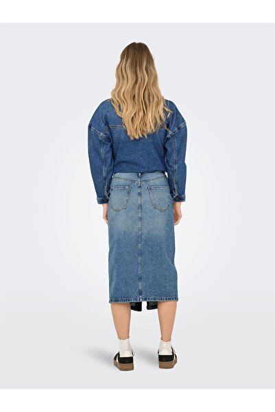 ONLY Onlenya Front Slit Mid Skirt Mb Dnm Women's Medium Blue Denim Skirt - 15326839