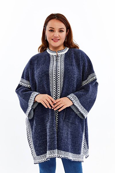 Laden Women's Very Thick Knitwear Plus Size Long Sleeve Winter Mother Long Cardigan