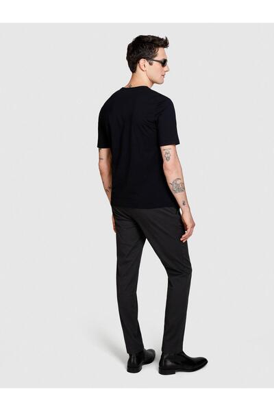Sisley 100% Cotton Regular Fit Crew Neck T-Shirt Men's Black T-Shirt - 324P3I1Xs101J