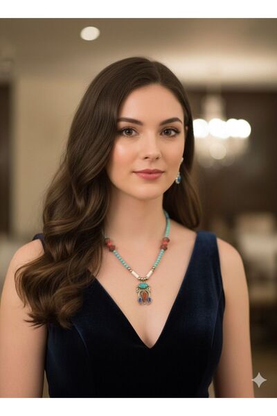 ESKİ YENİ ANTİK قلادة من الحجر الطبيعي