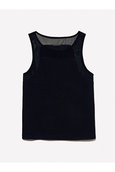 Sisley Viscose Blended Ribbed Jersey Slim Fit Tank Top Women's Black Tank Top - 325P3Y61Lh00Z