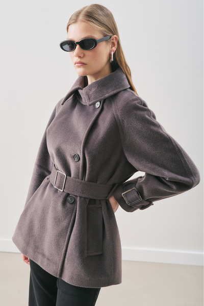 Manuka Premium Kaşe Wide Coat Anthracite