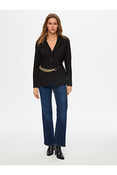 Faik Sönmez Kemer Detaylı Örme Blazer Ceket W26CKT034