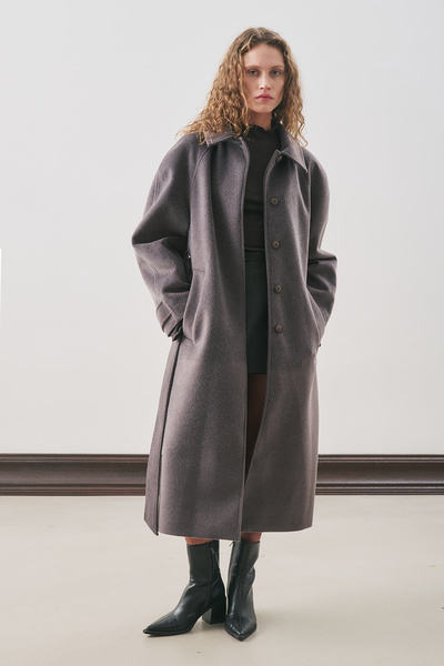 Manuka Premium Kaşe Long Coat Anthracite