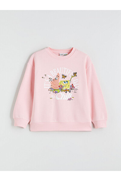 LC Waikiki سترة سميكة للفتيات من سبونج بوب مطبوع باللون الوردي