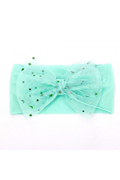 Superbaby Bentita vernil lata cu fundita din tulle cu stelute aplicata