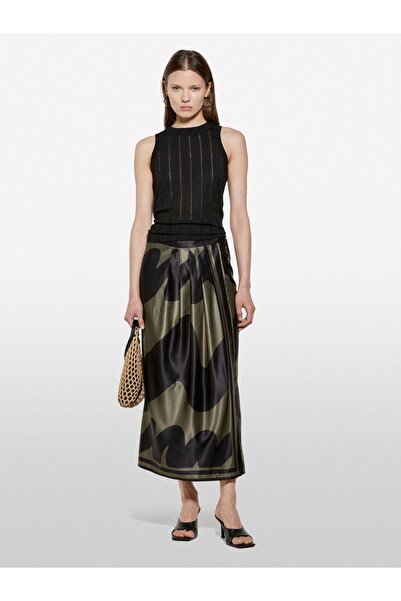 Sisley Viscose Blended Halter Neck Slim Fit Tank Top Women's Black Tank Top - 325P31Welh00X