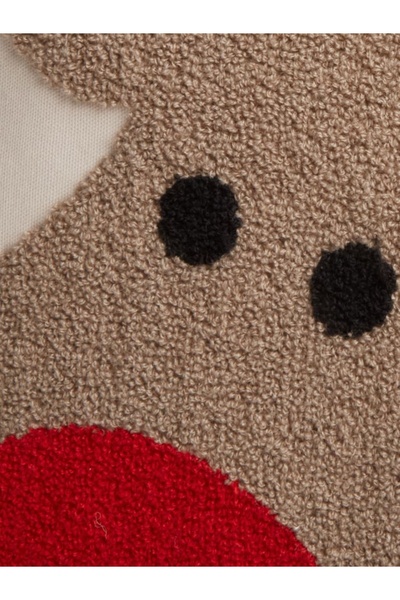 DavidaHome Christmas pillow, with reindeer and message, removable cover, 45 x 45 cm, beige