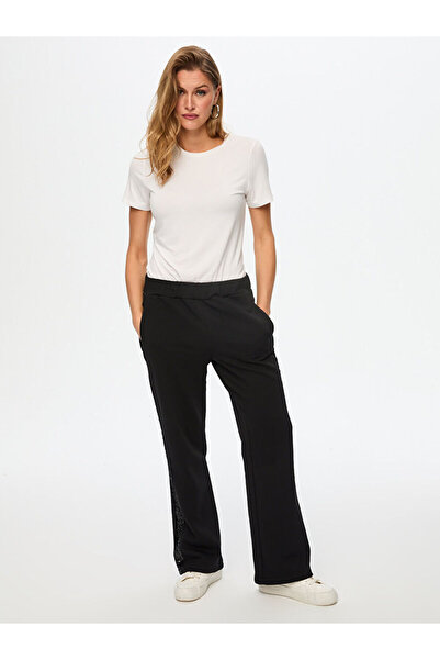 Faik Sönmez Payet Şerit Garnili Wide Leg Fit Eşofman Alt W26ESA006