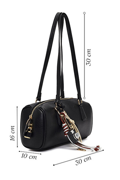 Derimod Women's Black Shoulder Bag with Accessories 25Abd281618