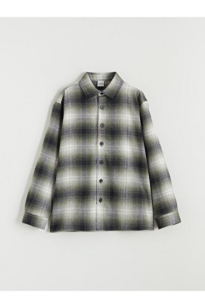 LC Waikiki Lcw Kids Green Long Sleeve Plaid Boys Shirt