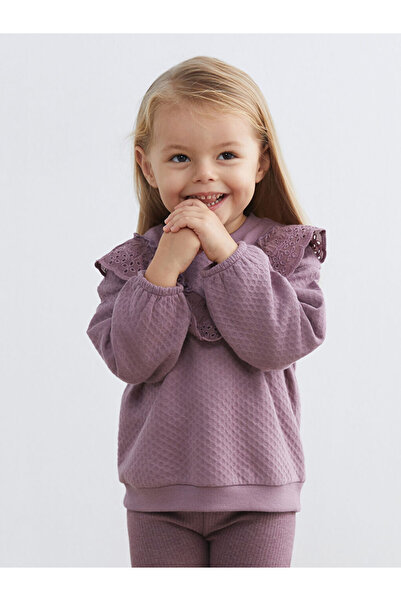 LC Waikiki Plum Crew Neck Baby Girl Sweatshirt and Leggings