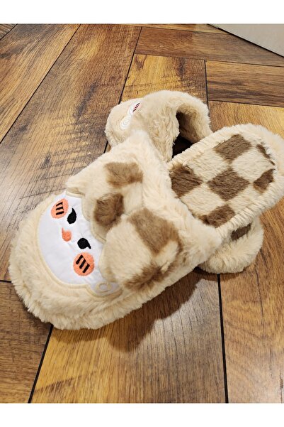 McMelzo Mecmelzo kadın&çocuk peluş papyonlu ses yapmayan taban ev terliği