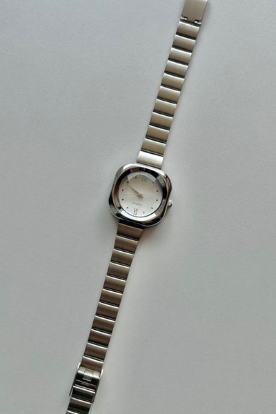 captiva Silver Color Square Dial Steel Women Wristwatch Length Adjustable