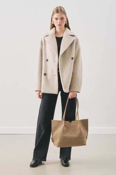 Manuka Boucle Double-Breasted Coat Mink