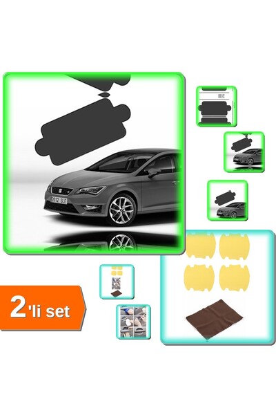 HerEveOyuncak Araba Kapı Kolu Koruyucu ve Mendil 5 Parça + Araç Ön Cam Güneşl...