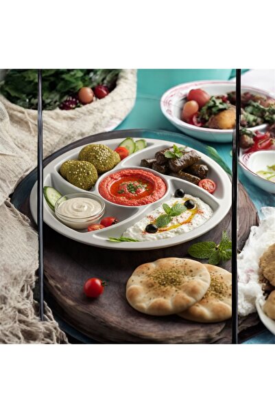 cc bin shihon Round 5-section appetizer and nut dish, 24 cm, healthy and break-resistant melamine