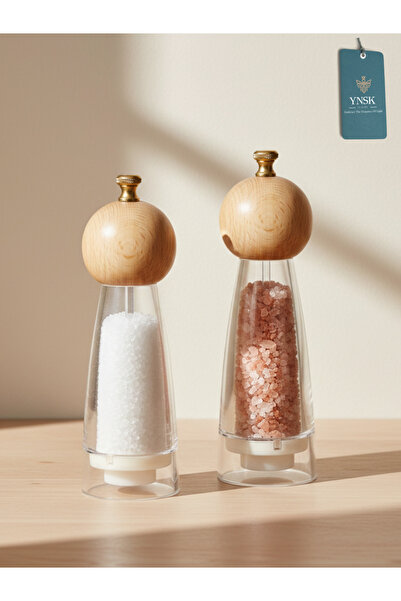 YNSK Luxury |   Bamboox |   Acrylic Salt and Pepper Grinder Spice Grinder Transparent with Luxury Gold Detail